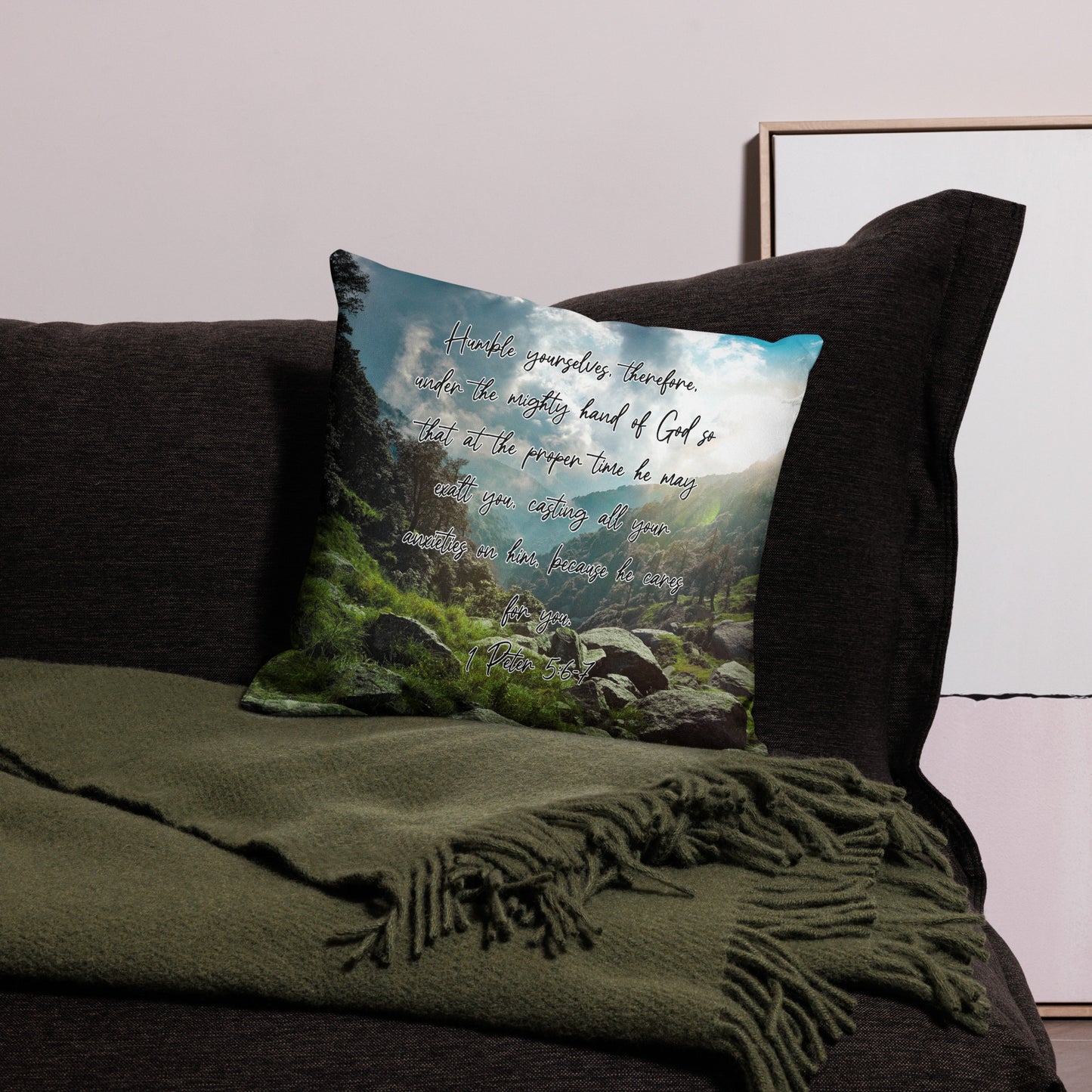 1 Peter 5:6-7 Premium Pillow
