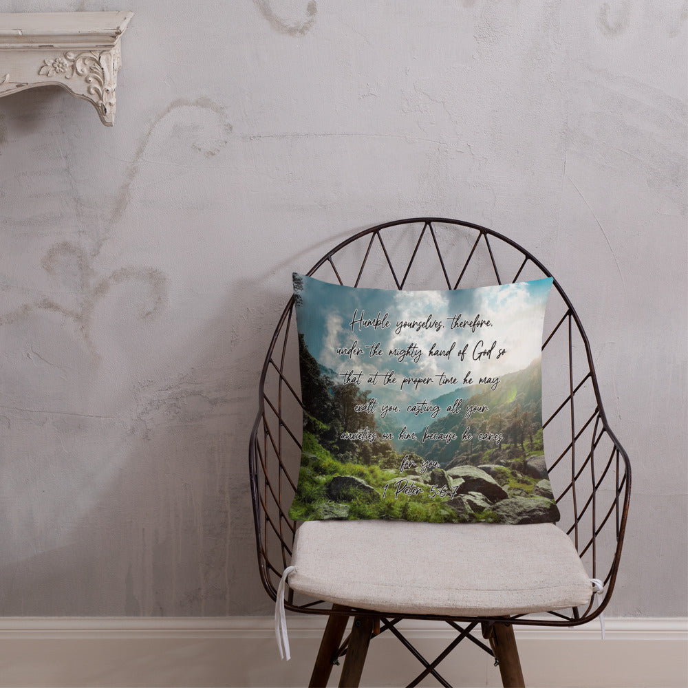 1 Peter 5:6-7 Premium Pillow