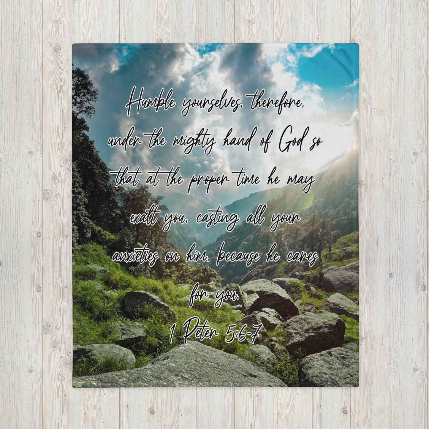 1 Peter 5:6-7 Vertical Throw Blanket