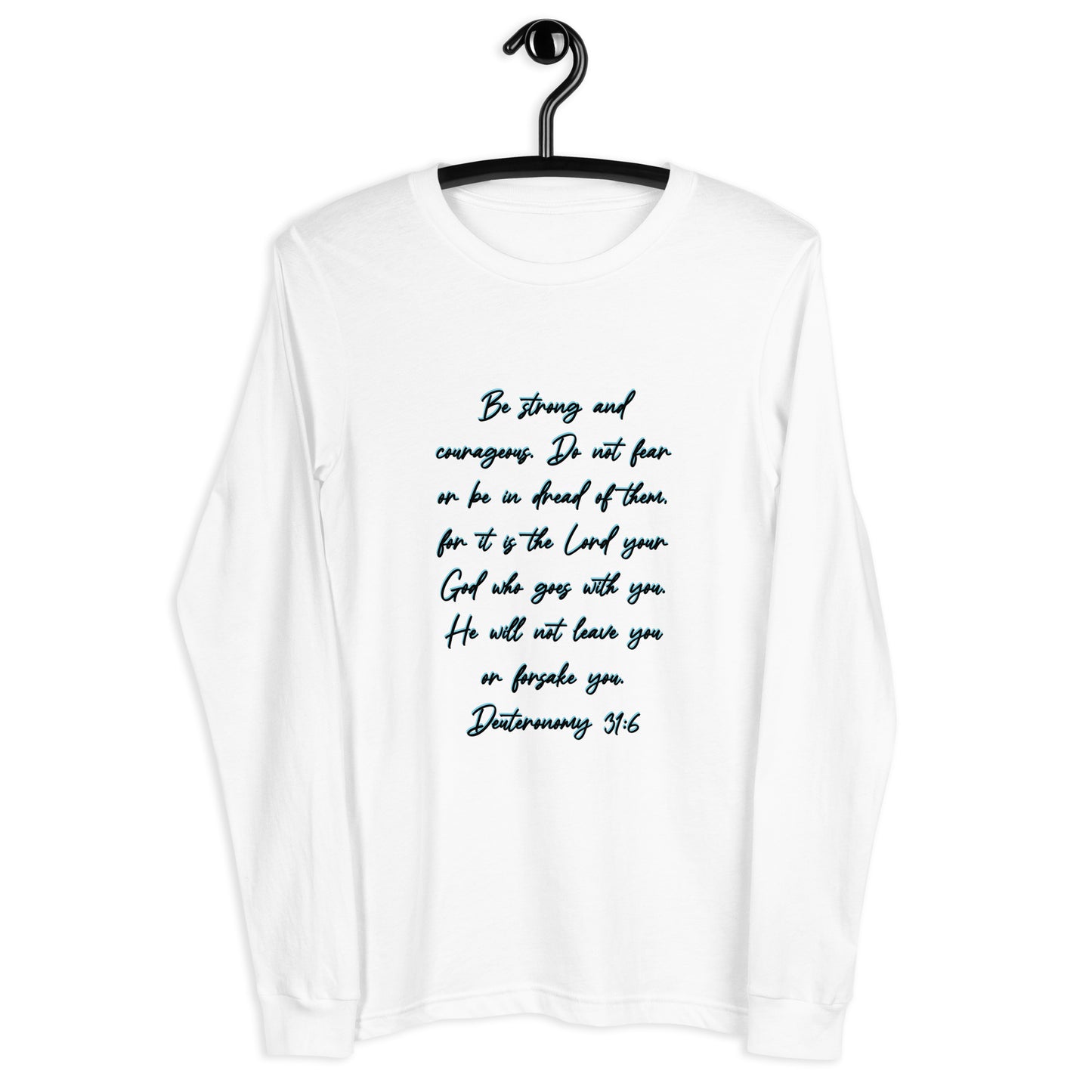 White Long Sleeve T-shirt w/ Printed Bible Verse