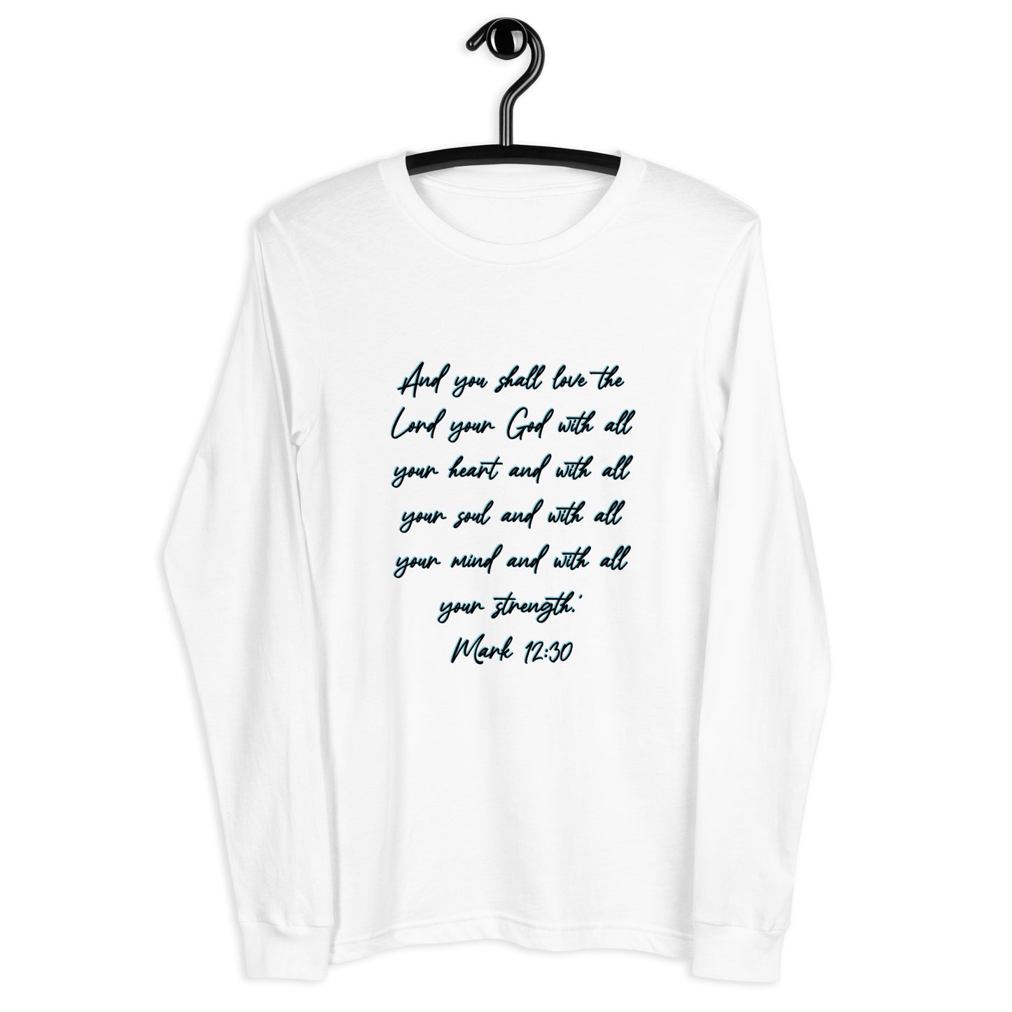 White Long Sleeve T-shirt w/ Printed Bible Verse