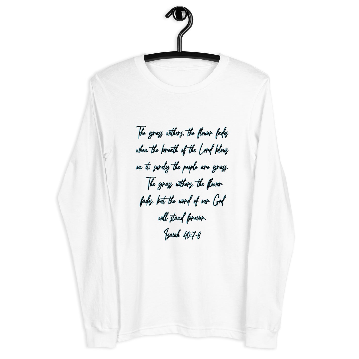 White Long Sleeve T-shirt w/ Printed Bible Verse
