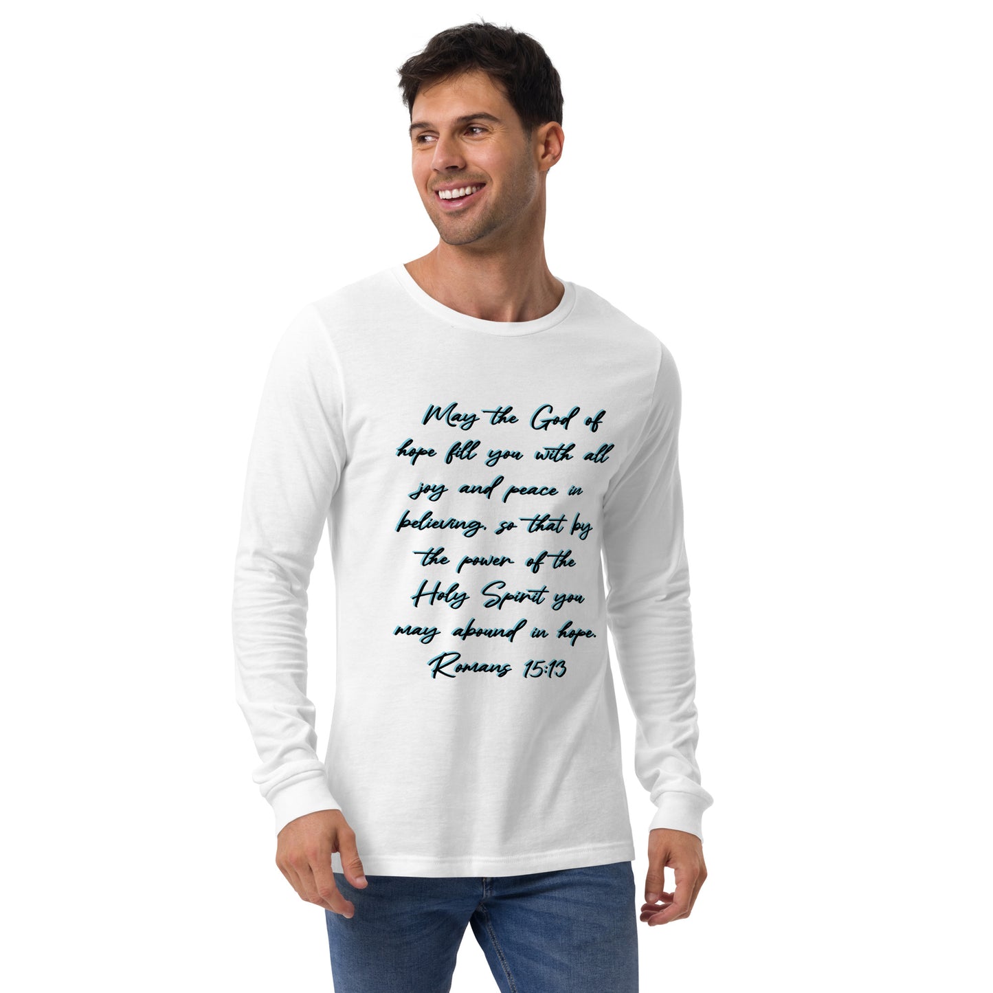 White Long Sleeve T-shirt w/ Printed Bible Verse