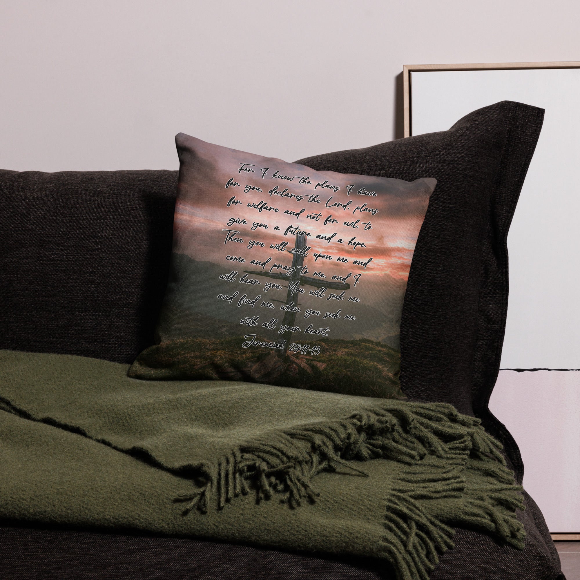 Jeremiah 29:11-13 Premium Pillow – Wrapped By Grace