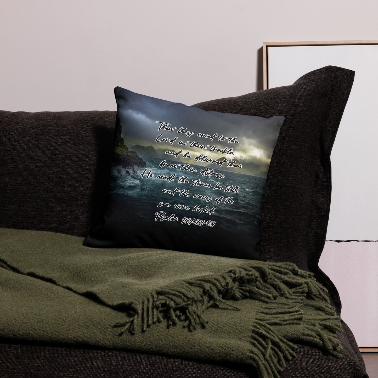 Psalm 107:28-29 Premium Pillow