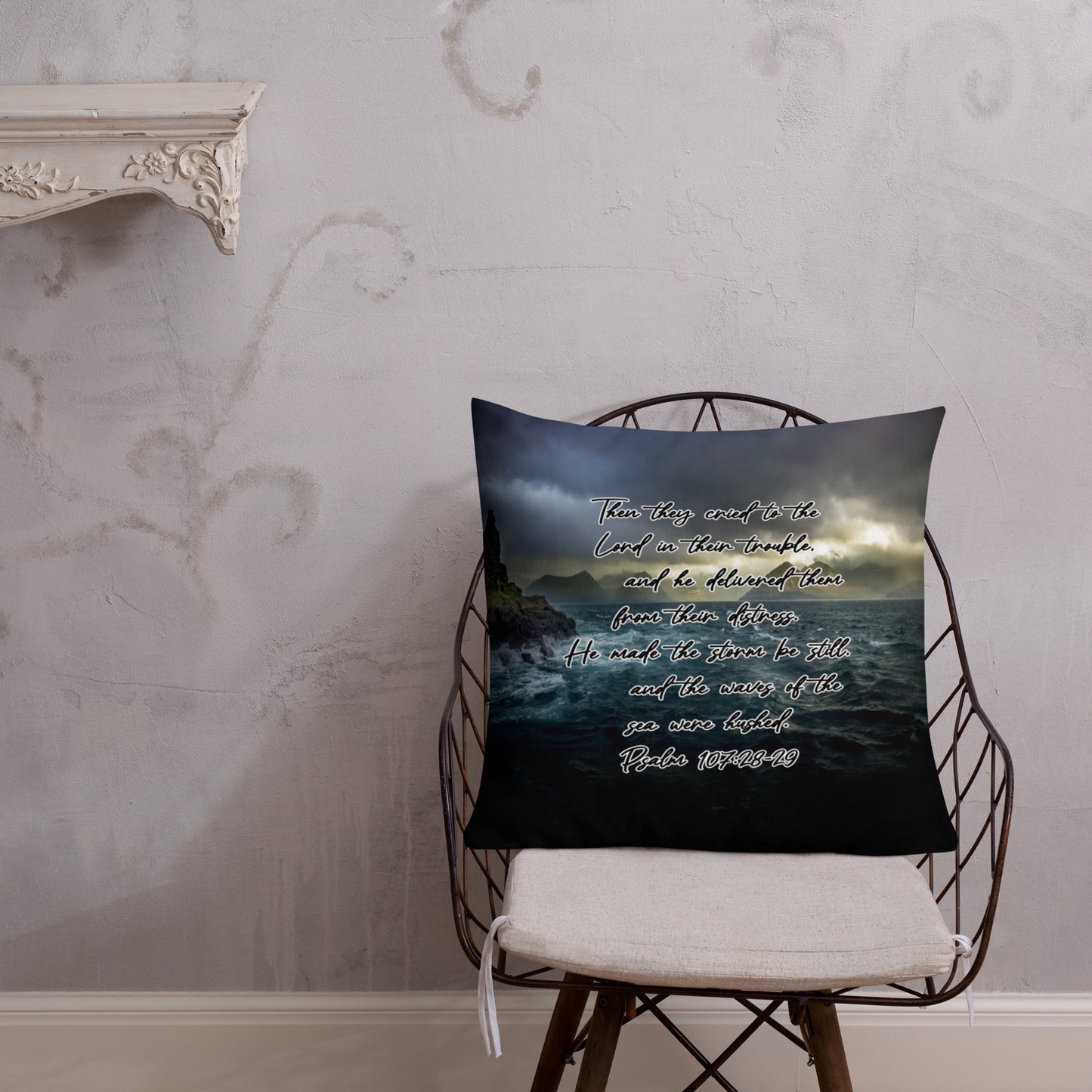 Psalm 107:28-29 Premium Pillow