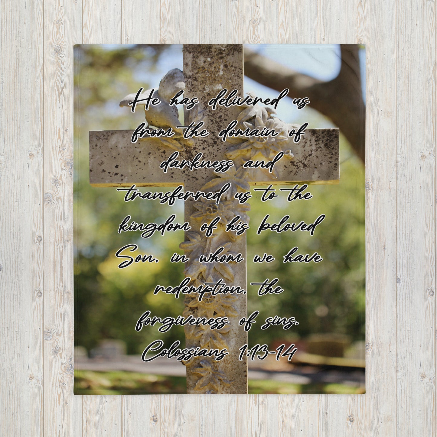 Colossians 1:13-14 Vertical Throw Blanket