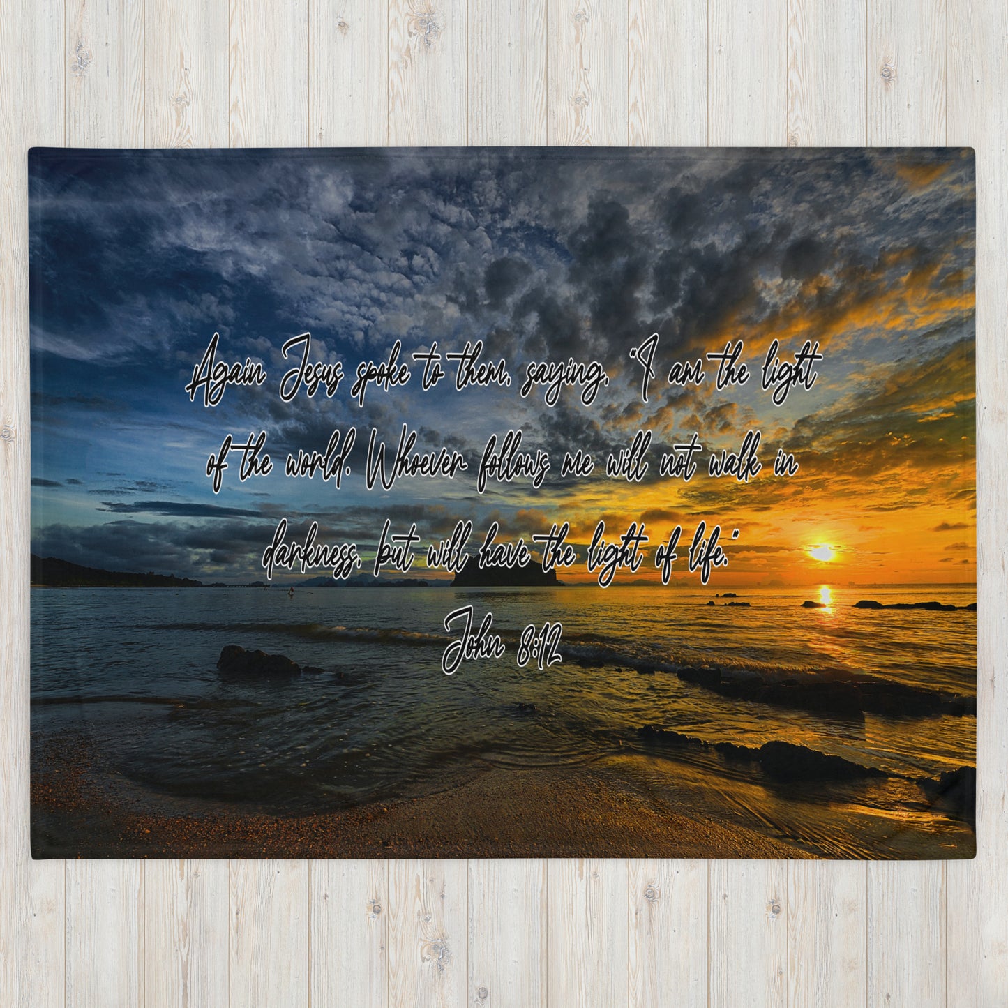 John 8:12 Horizontal Throw Blanket