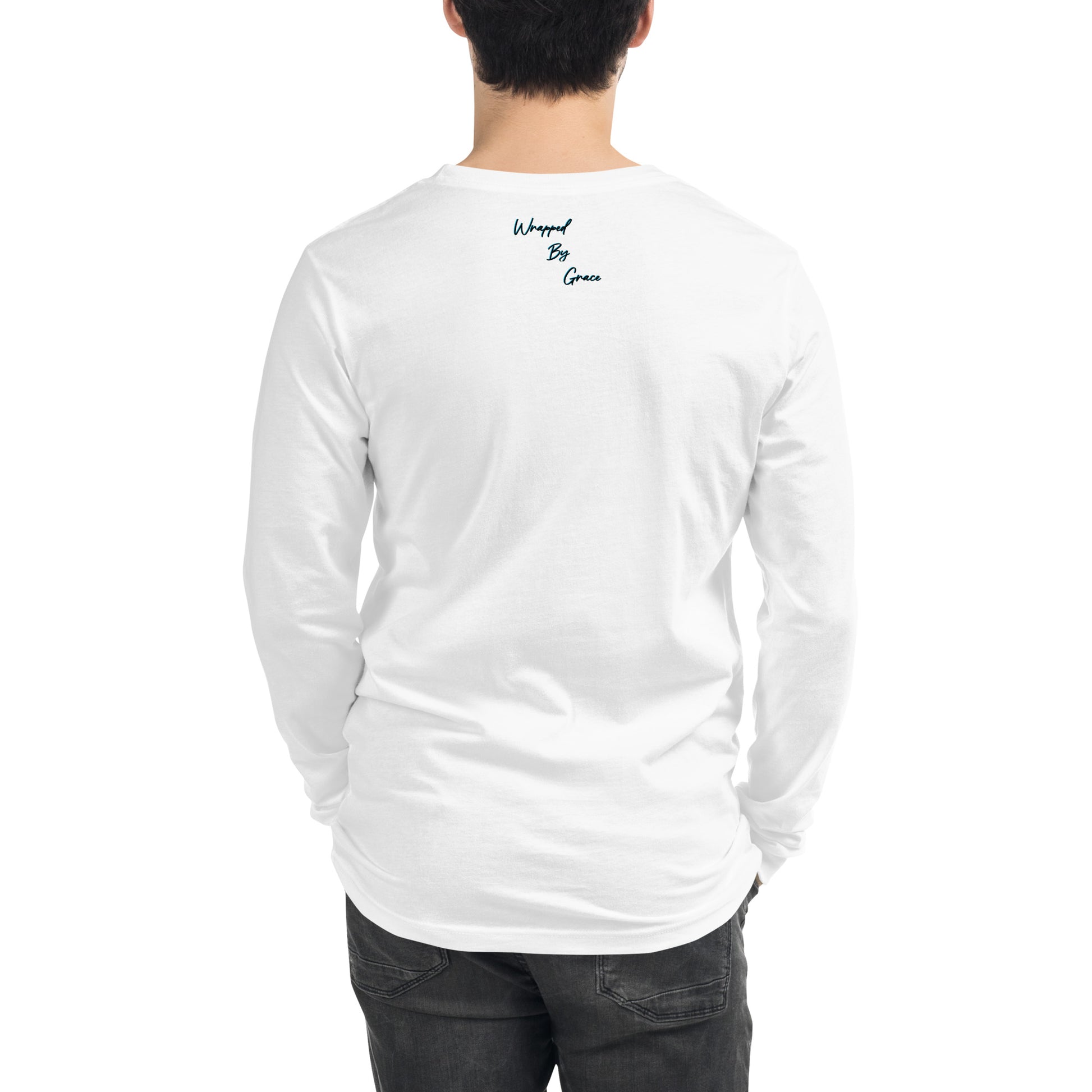 White Long Sleeve T-shirt w/ Printed Bible Verse