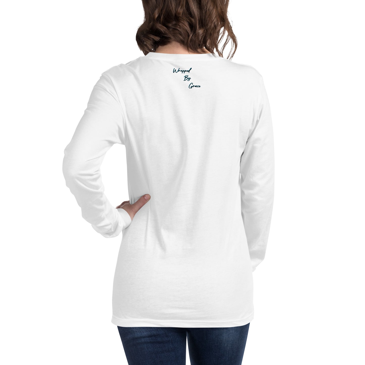 White Long Sleeve T-shirt w/ Printed Bible Verse