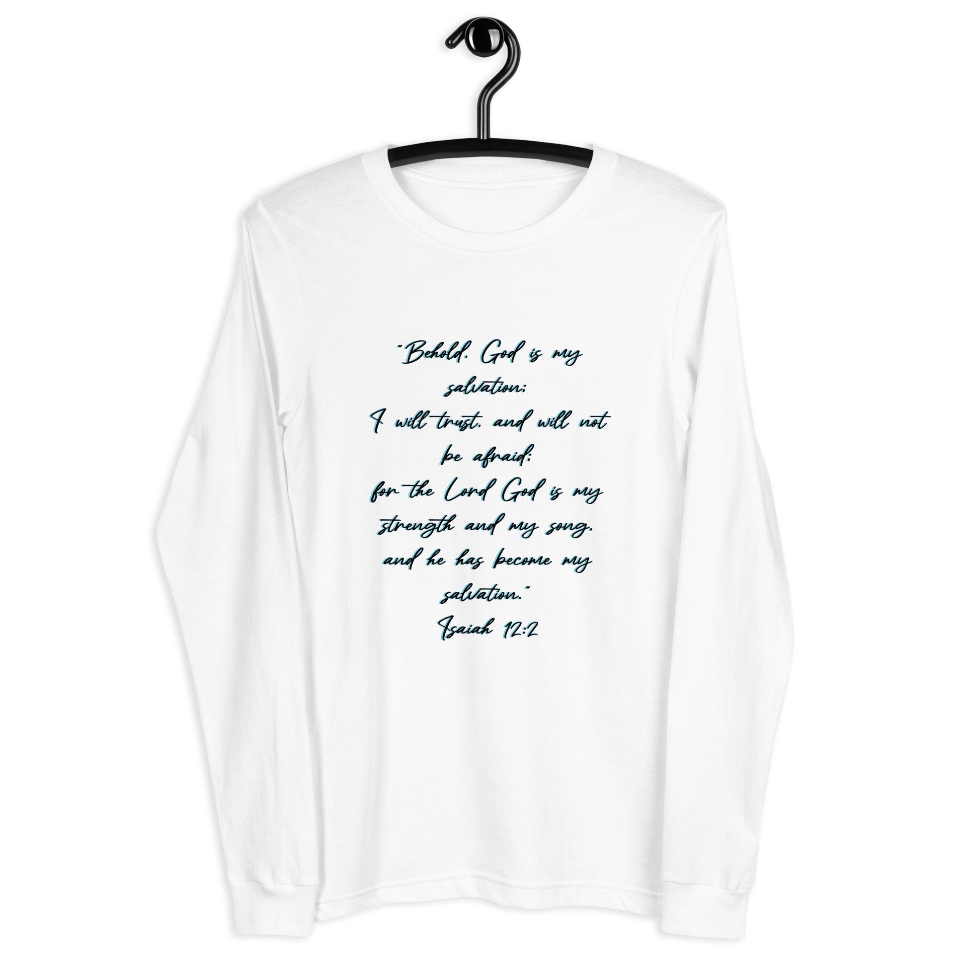 White Long Sleeve T-shirt w/ Printed Bible Verse