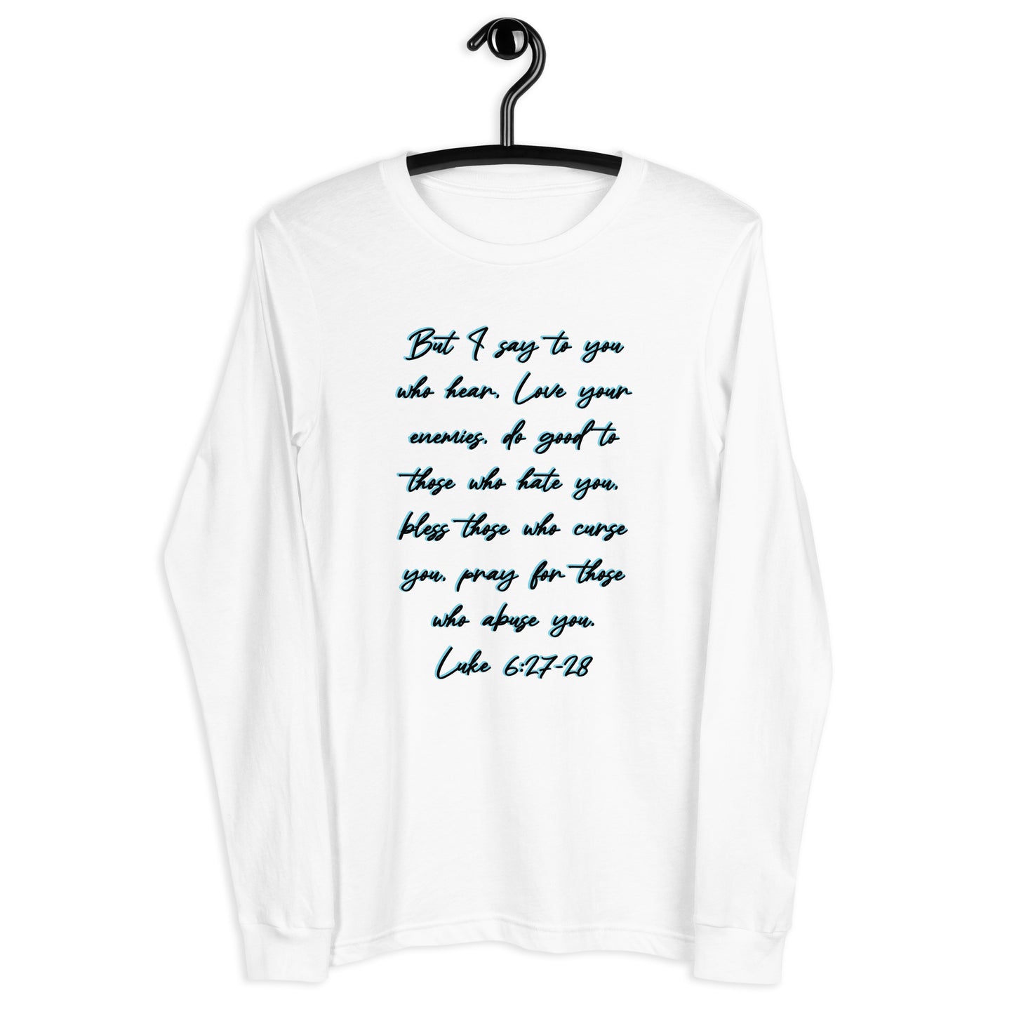 White Long Sleeve T-shirt w/ Printed Bible Verse