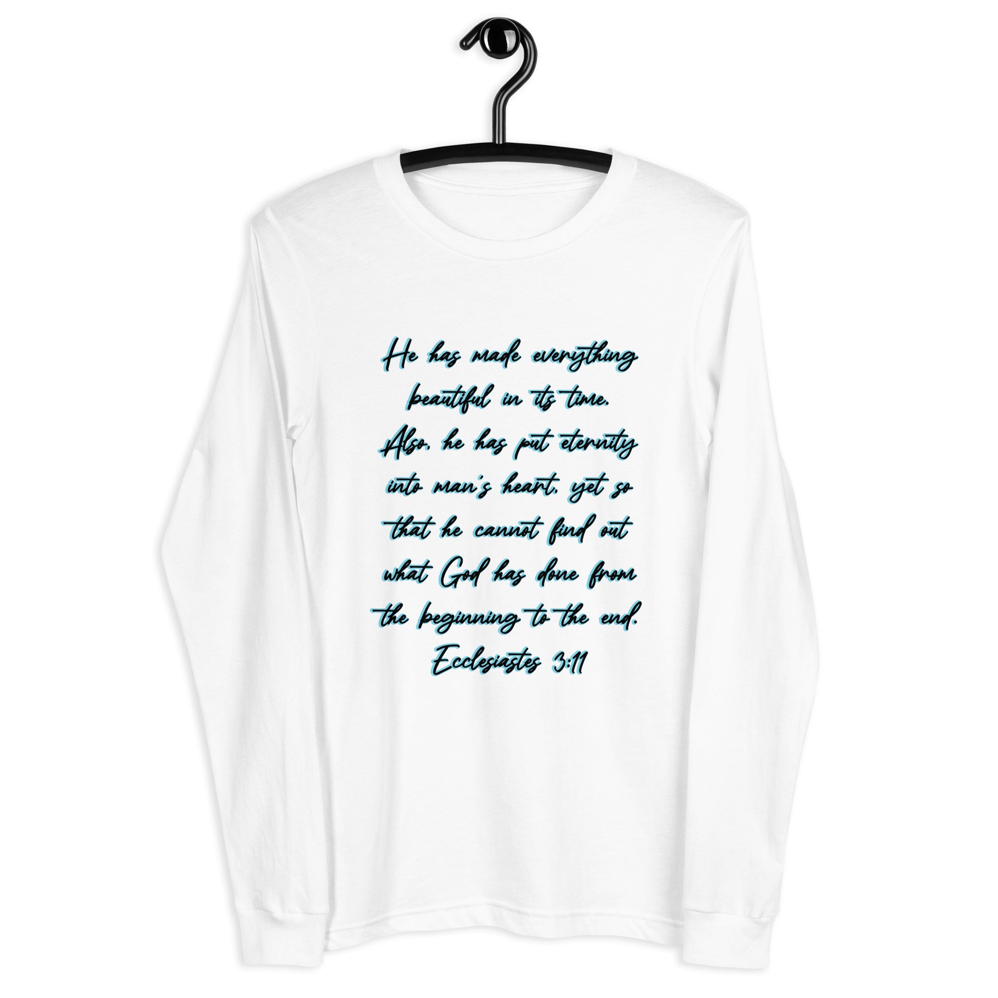 White Long Sleeve T-shirt w/ Printed Bible Verse