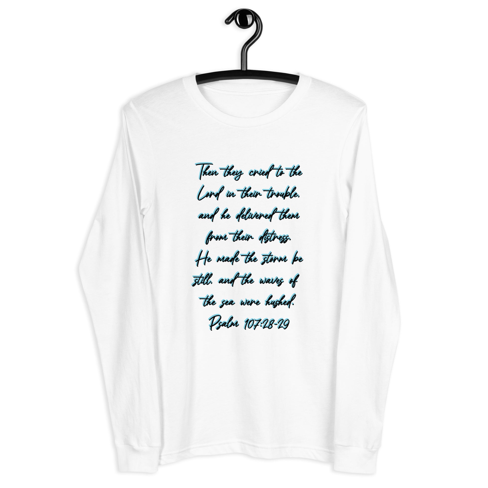 White Long Sleeve T-shirt w/ Printed Bible Verse