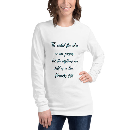 White Long Sleeve T-shirt w/ Printed Bible Verse