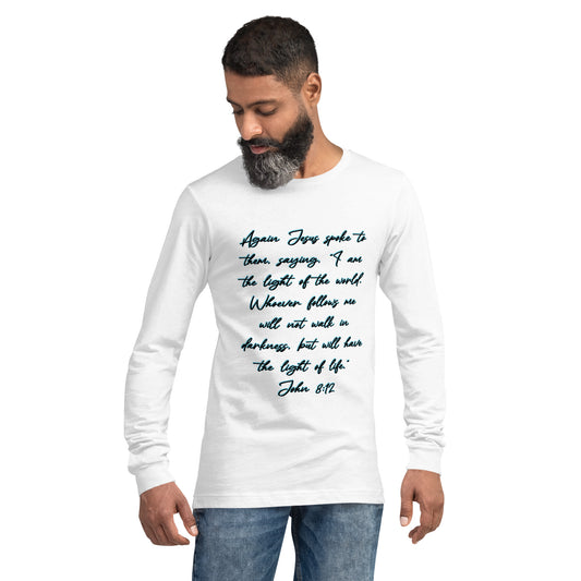 White Long Sleeve T-shirt w/ Printed Bible Verse