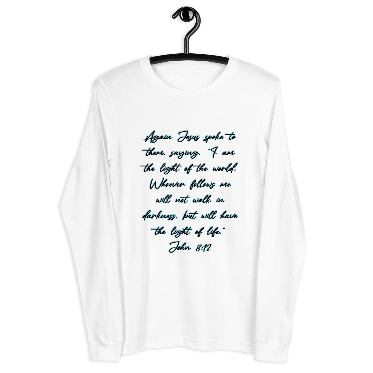 White Long Sleeve T-shirt w/ Printed Bible Verse