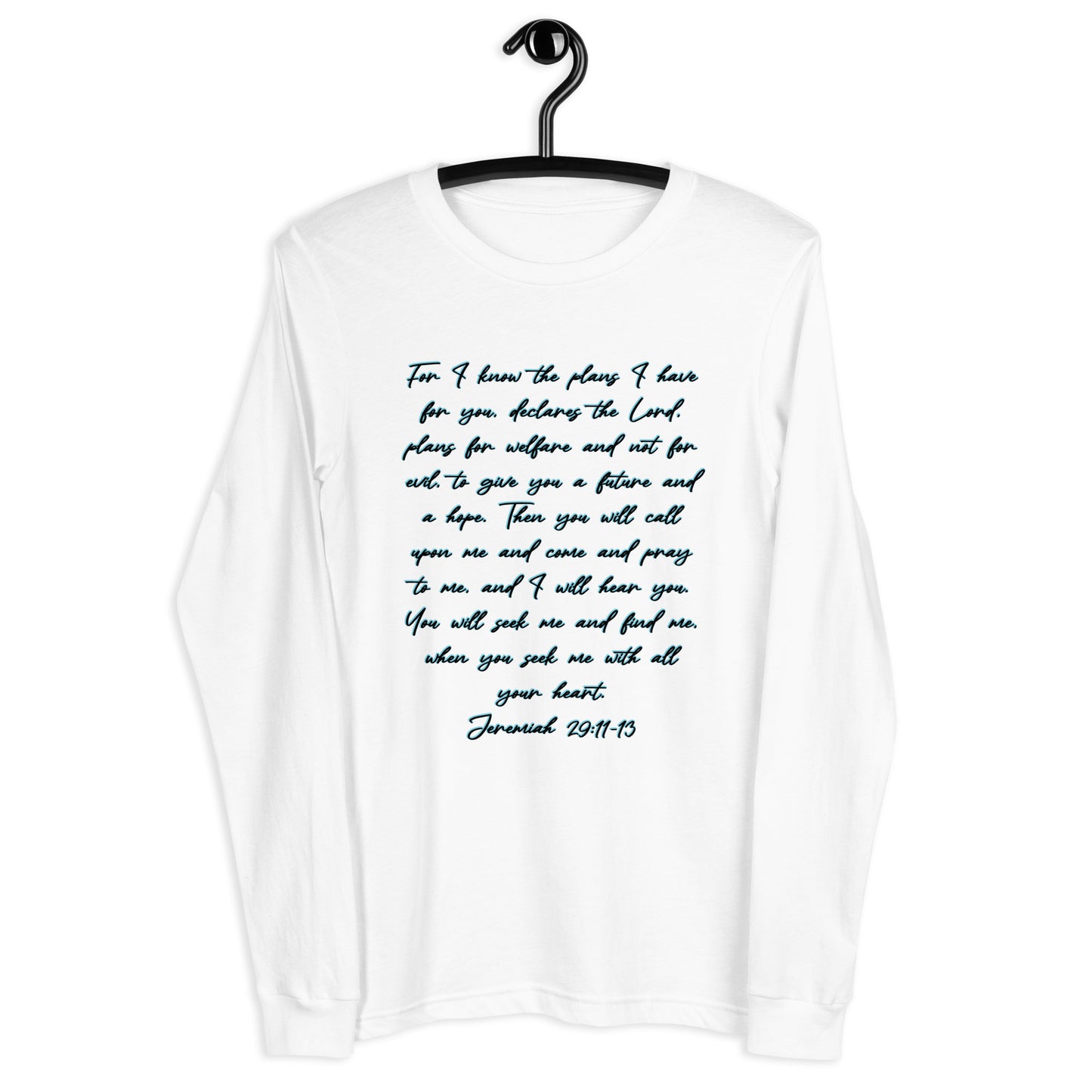 White Long Sleeve T-shirt w/ Printed Bible Verse