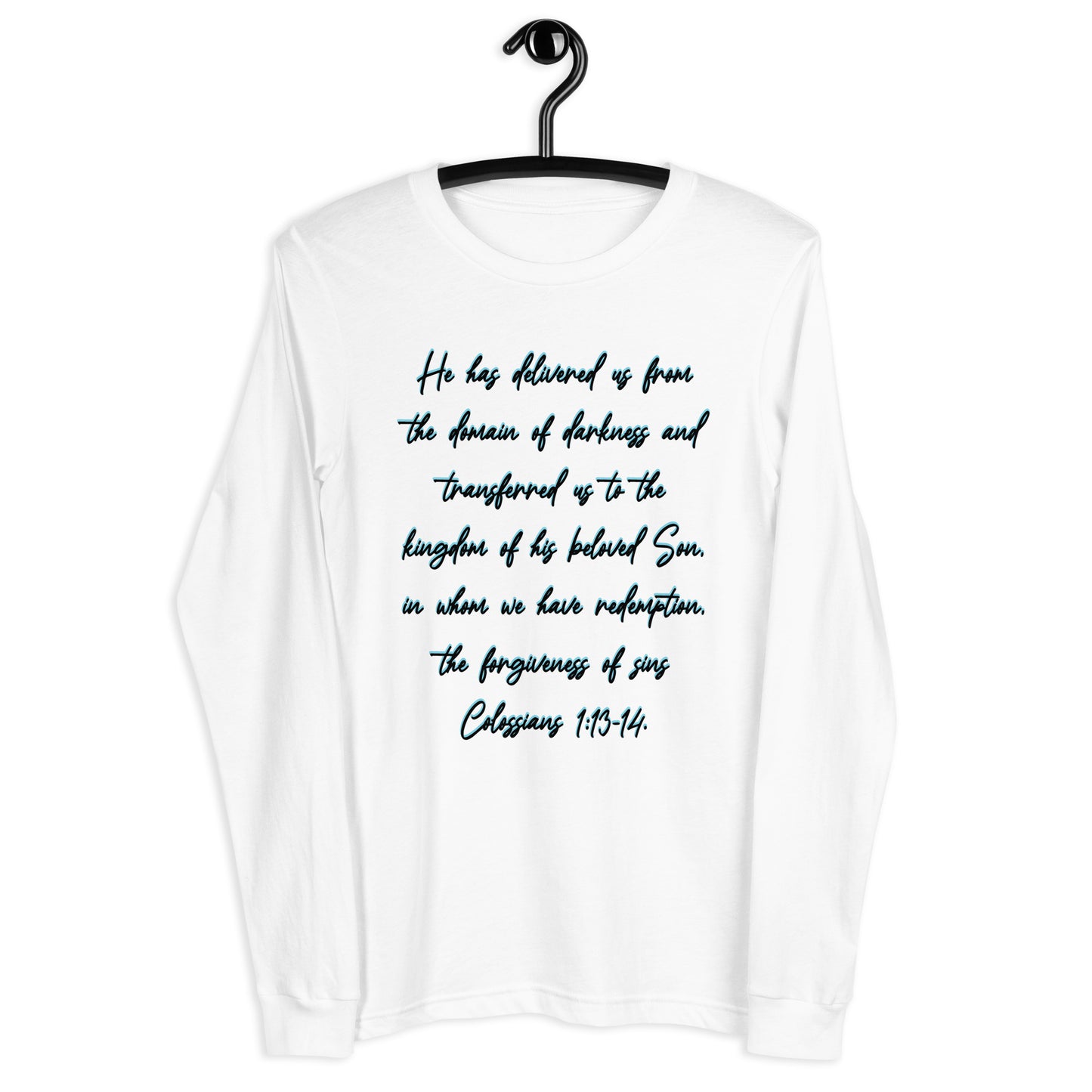 White Long Sleeve T-shirt w/ Printed Bible Verse